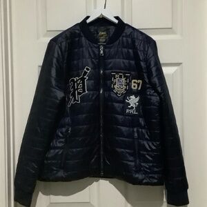 Polo by Ralph Lauren Navy Quilted Bomber Jacket with Embroidered Crest
